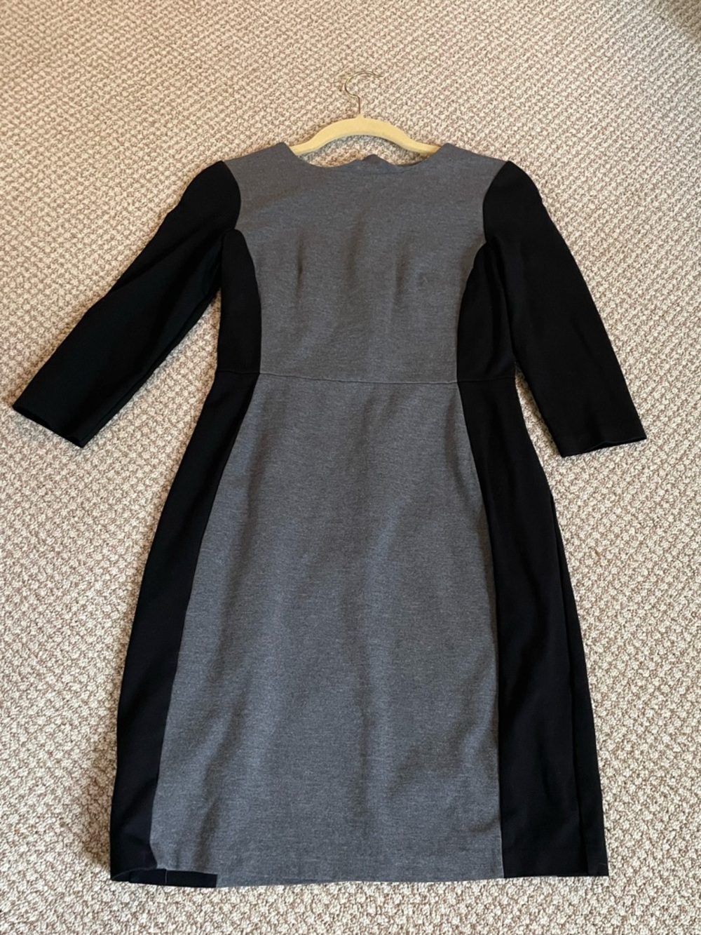 Talbots Gray and Black Colorblock Midi Sheath Dress